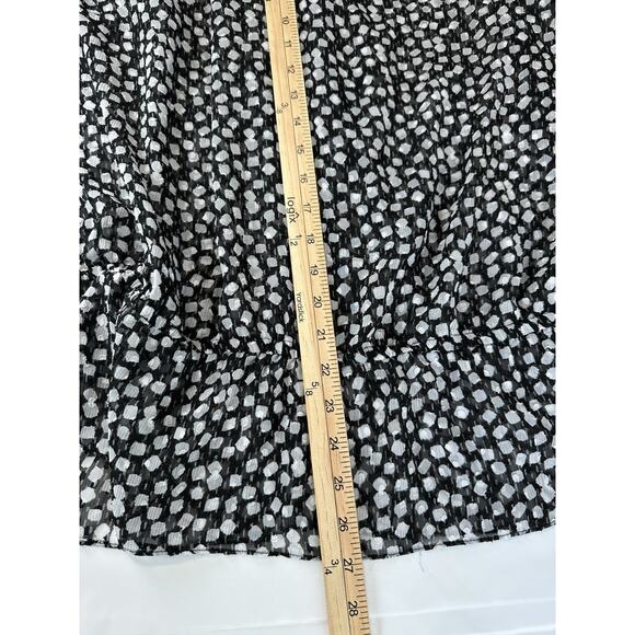 Lane Bryant Ruffle Chiffon Top 18/20 Blk Geo peplum Drop Waist Fairy Whimsy - Picture 11 of 11